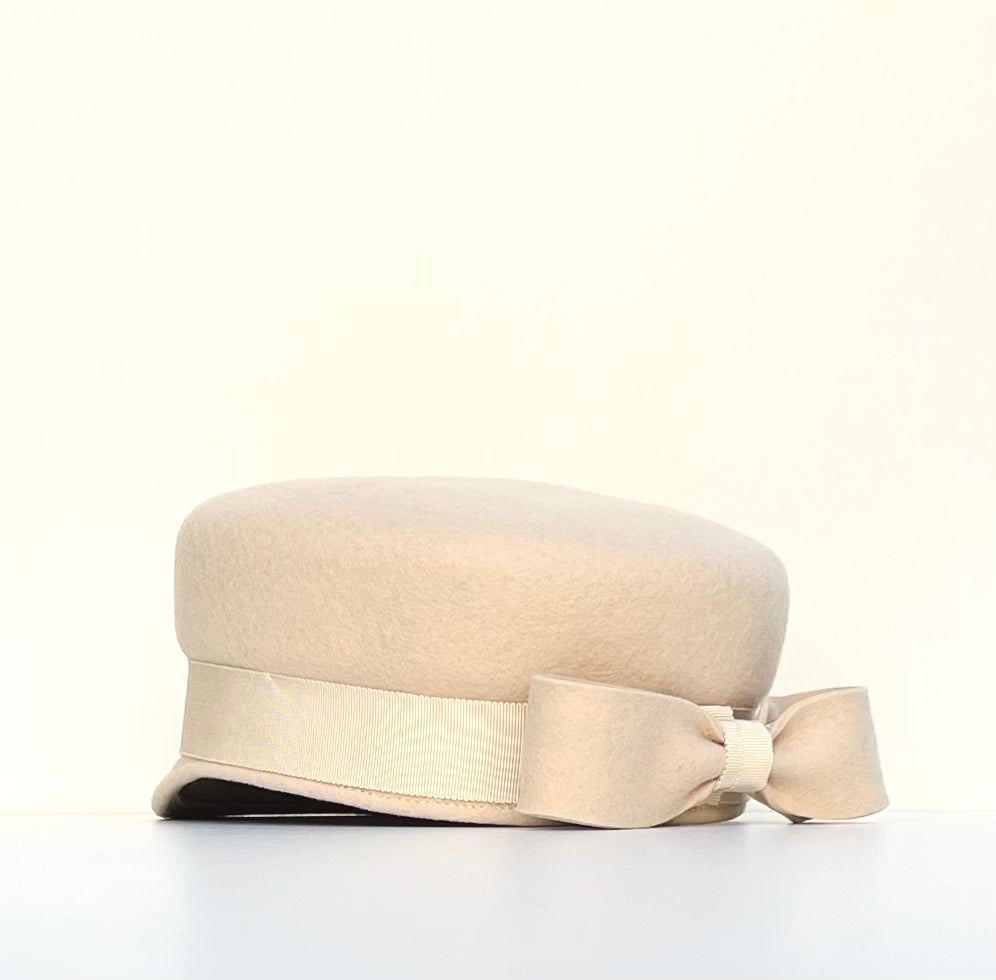 Casquette Martine courte Beige feutre laine merinos