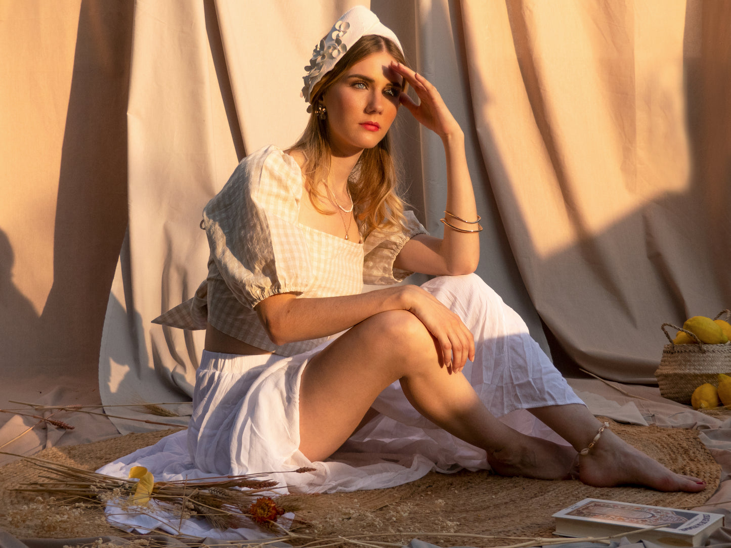 Bandeau Turban Colette Paille blanche