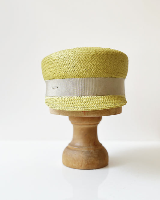 Casquette Martine courte paille Pistache