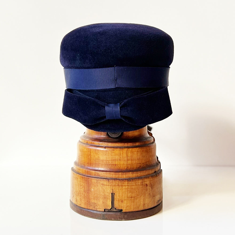 Casquette Martine Bleu marine Noeud Feutre lapin