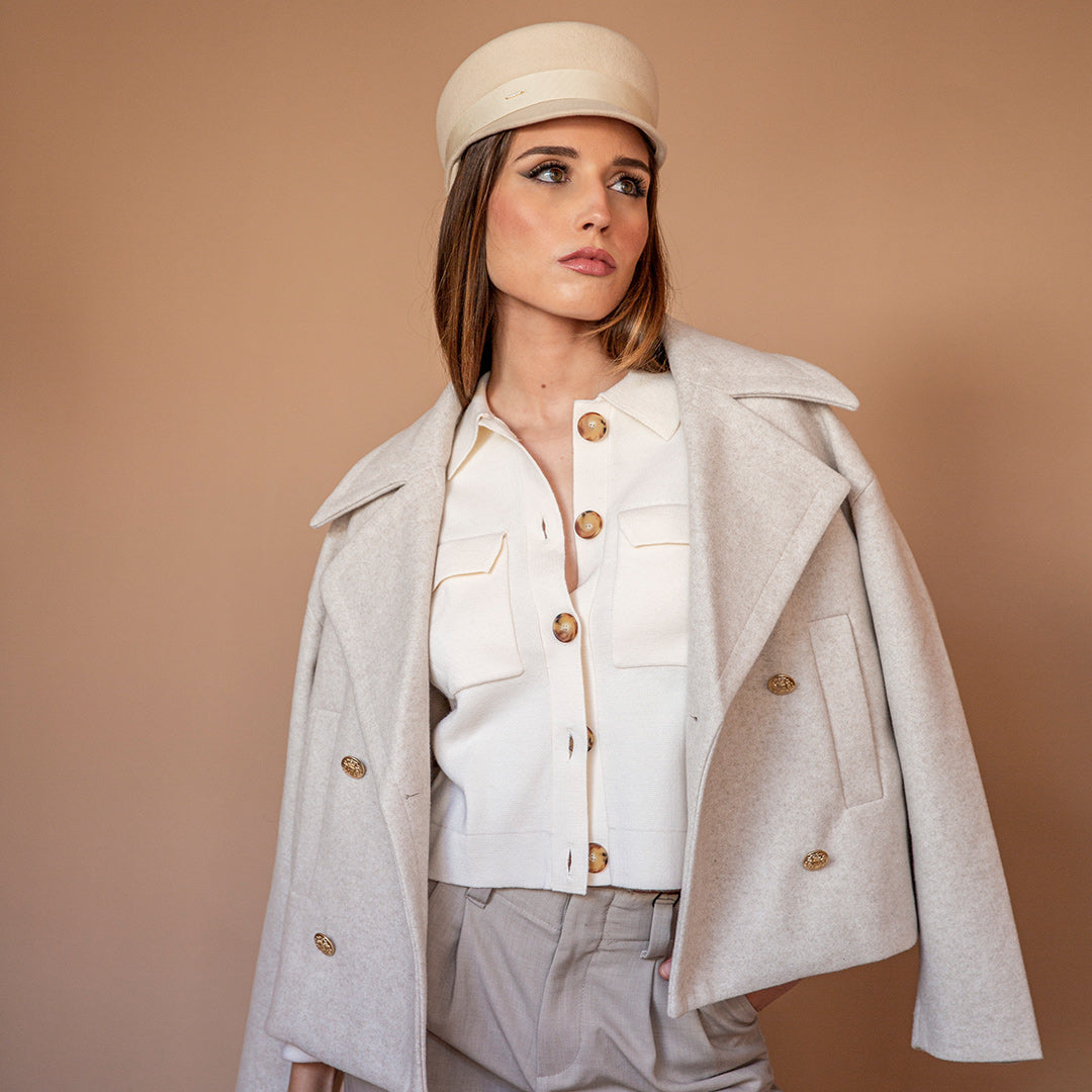 Casquette Martine Bordeaux foncé Noeud longue feutre mérinos