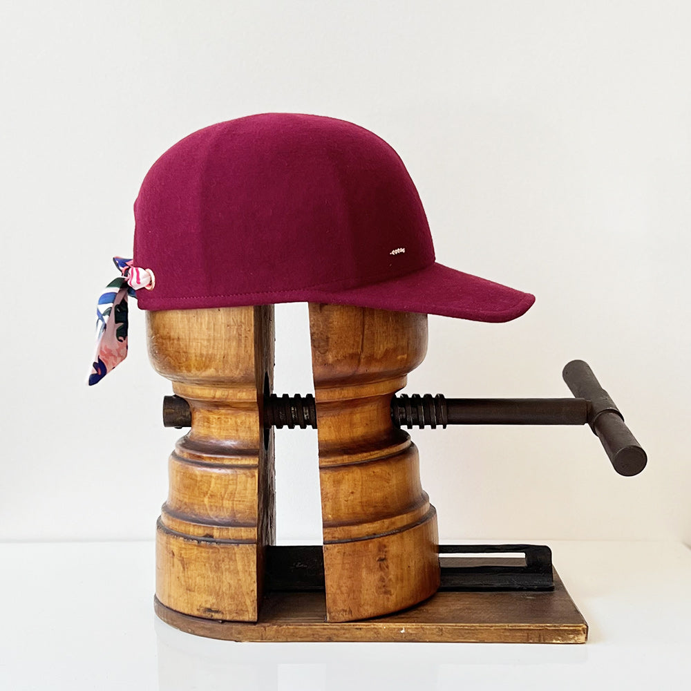 Casquette Babette bordeaux clair feutre laine merinos