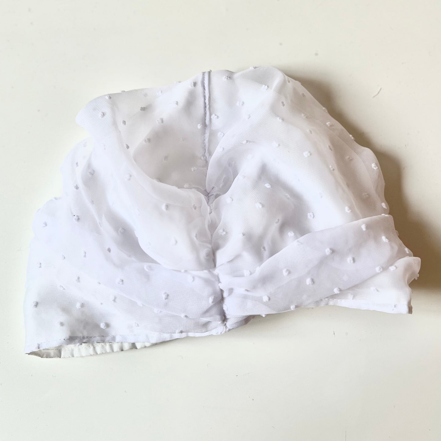 Turban Noeud Georgette plumetis blanc