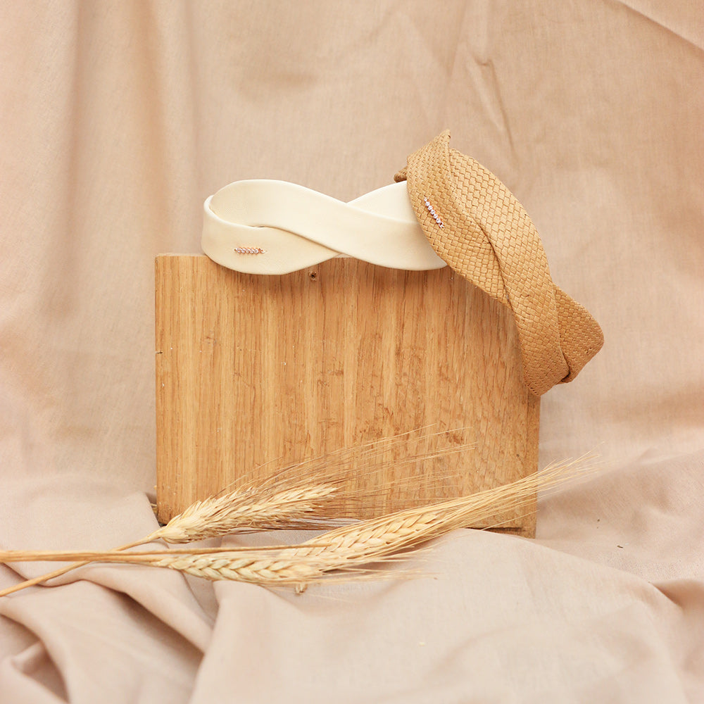 Headband Grace Cuir Ivoire fin