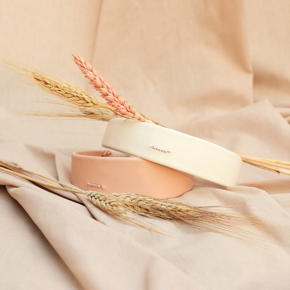 Serre tête Cuir Rose Nude