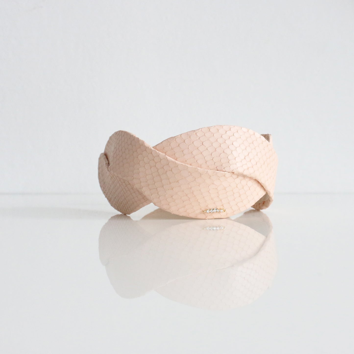 Headband Grace Cuir Rose Nude - La Mariée