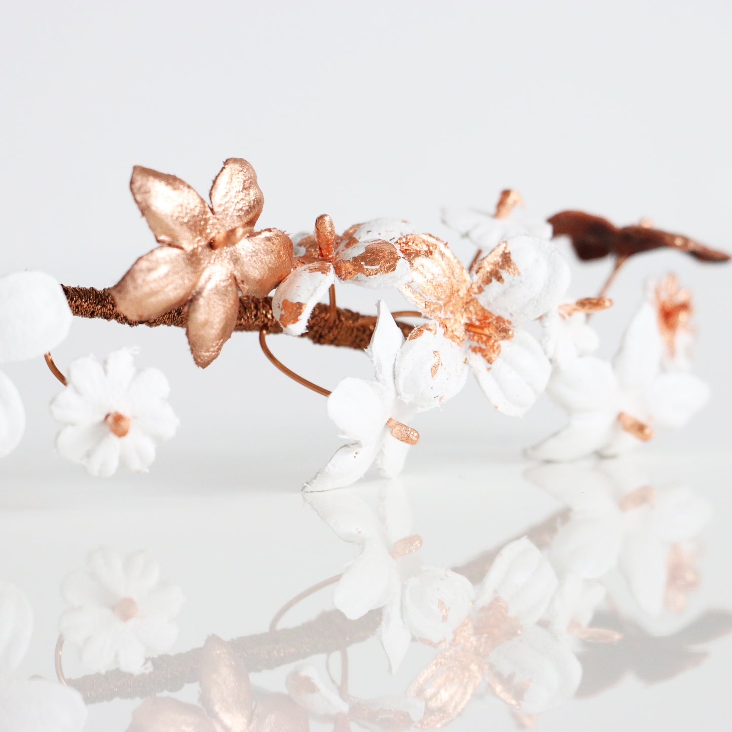 Broche Chignon Emy Blanc et Or Rose - La Mariée