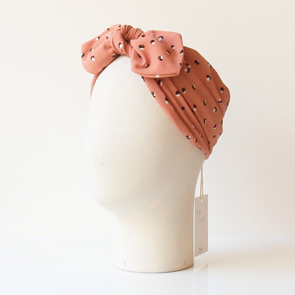 Bandeau turban Georgette Vieux Rose