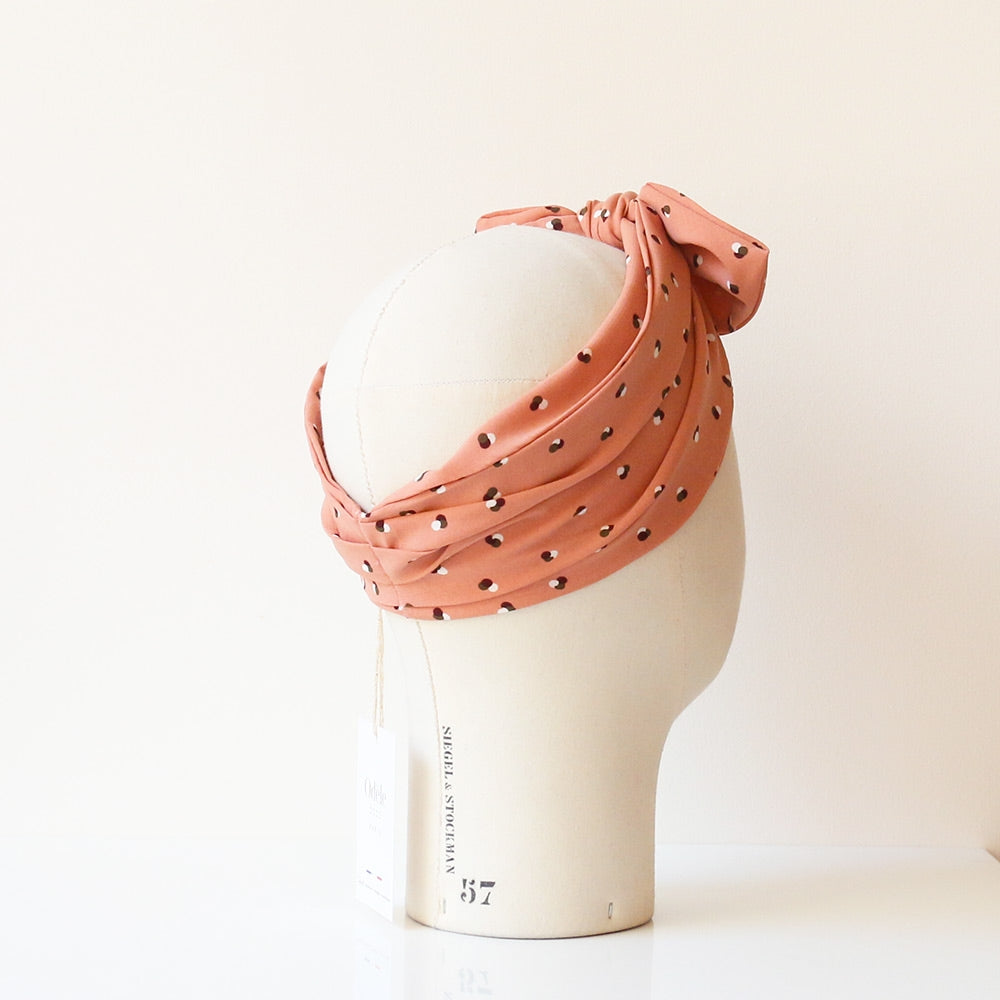 Bandeau turban Georgette Vieux Rose