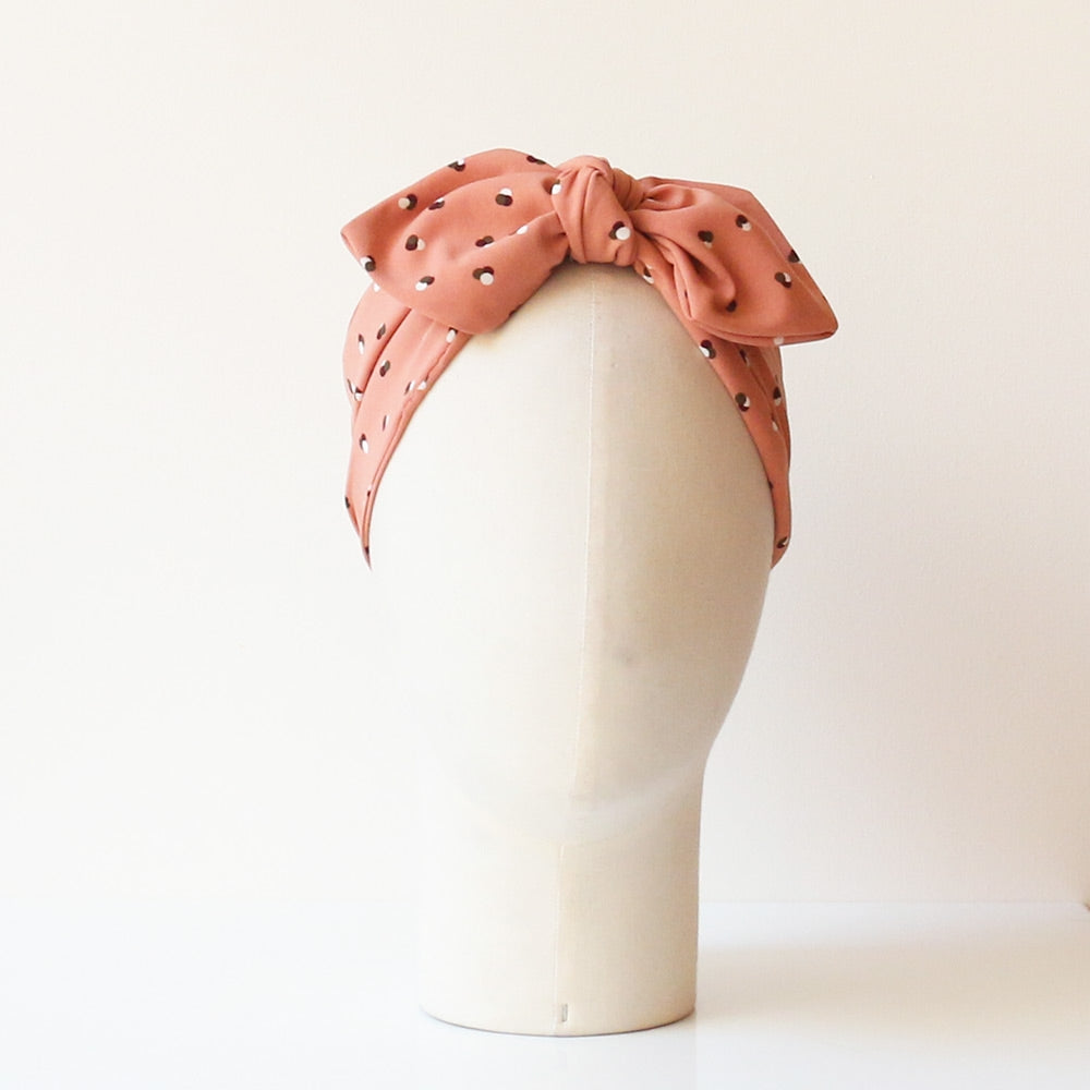 Bandeau turban Georgette Vieux Rose