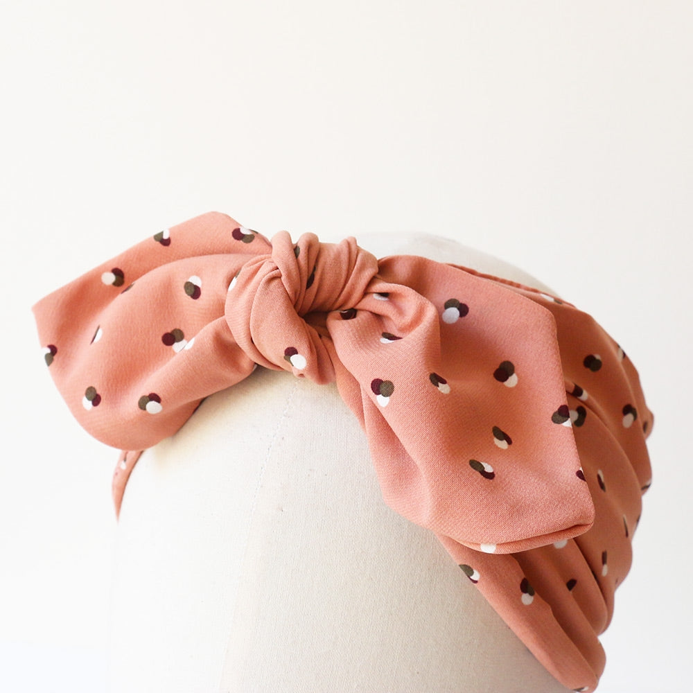 Bandeau turban Georgette Vieux Rose