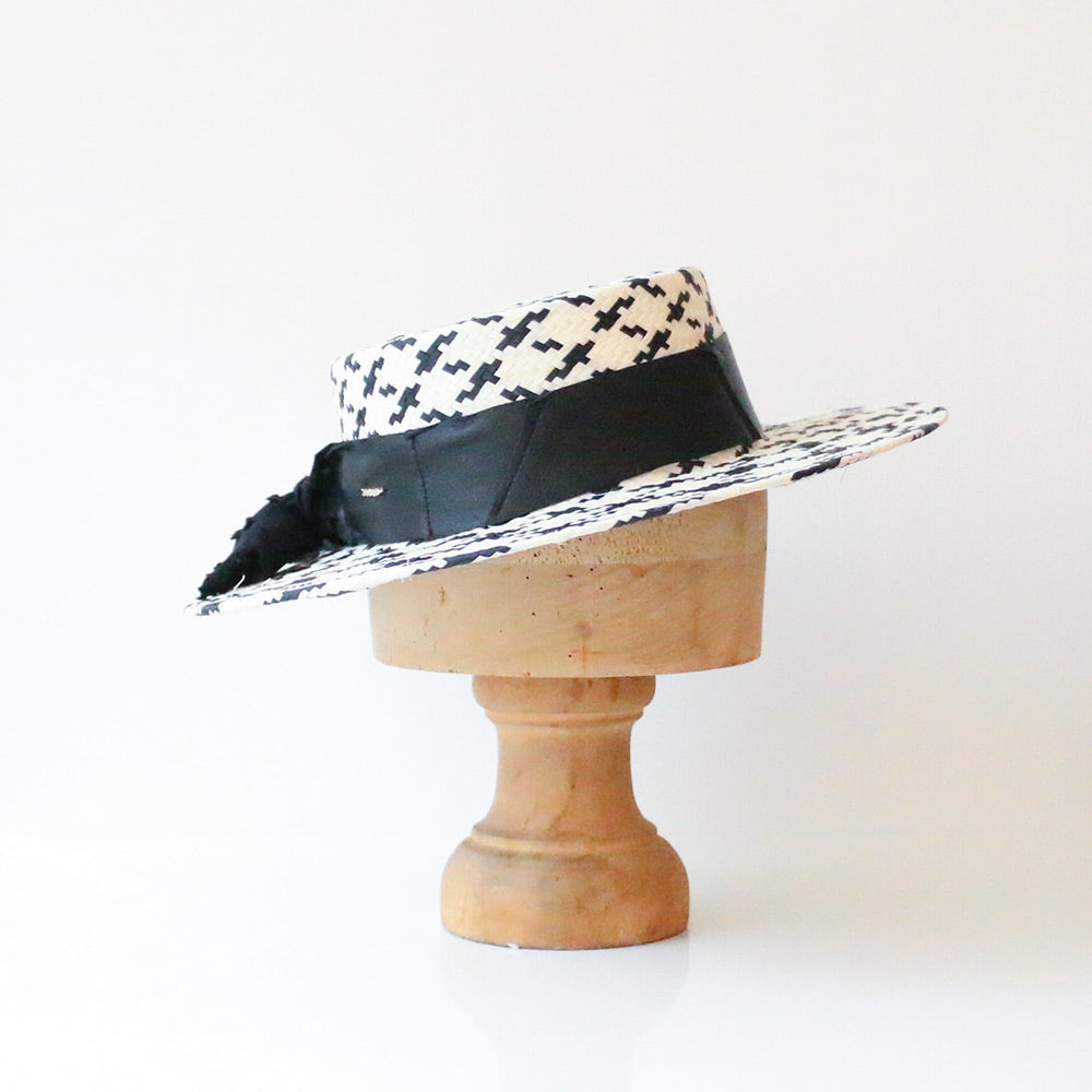 Canotier Jeanine Paille blanc noir
