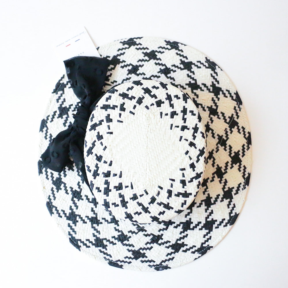 Canotier Jeanine Paille blanc noir