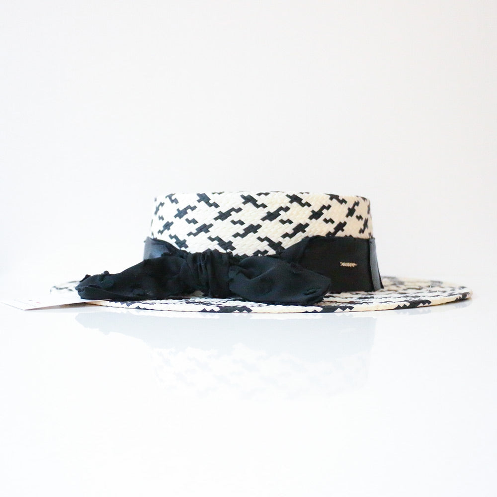 Canotier Jeanine Paille blanc noir