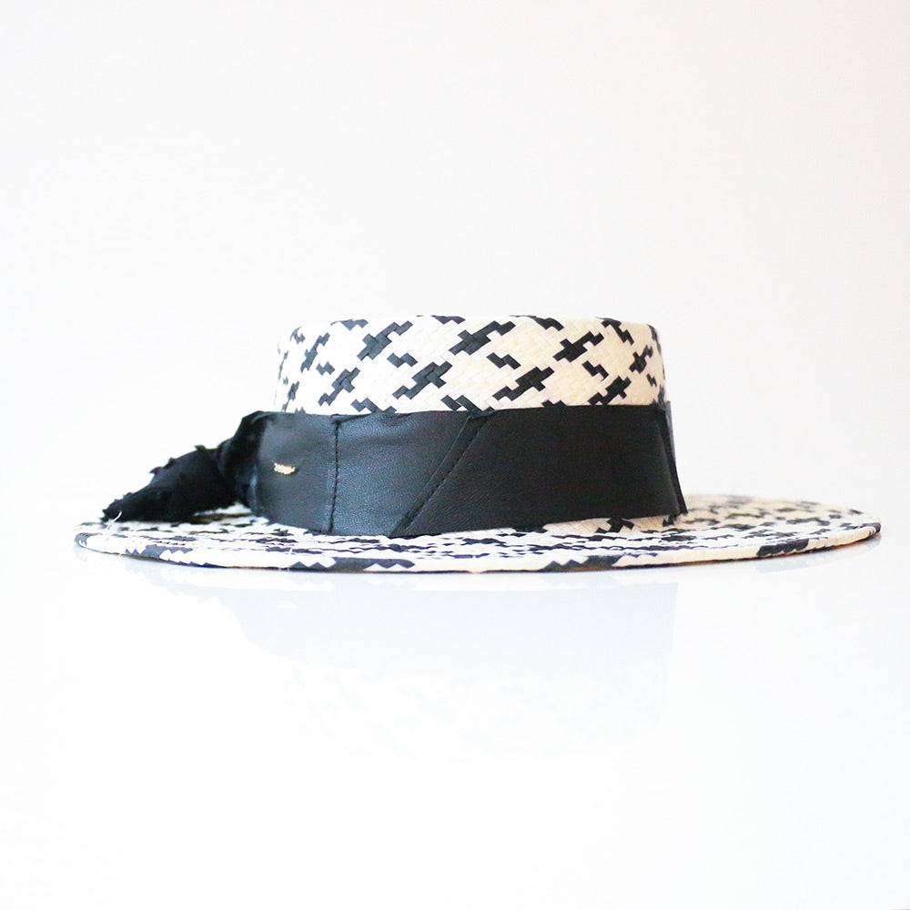 Canotier Jeanine Paille blanc noir