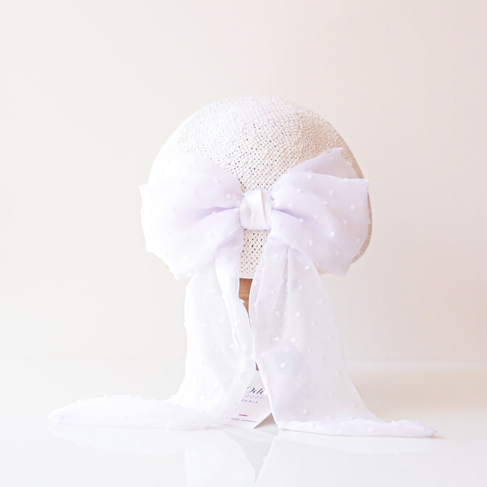 Toque Aimée Paille Noeud blanc