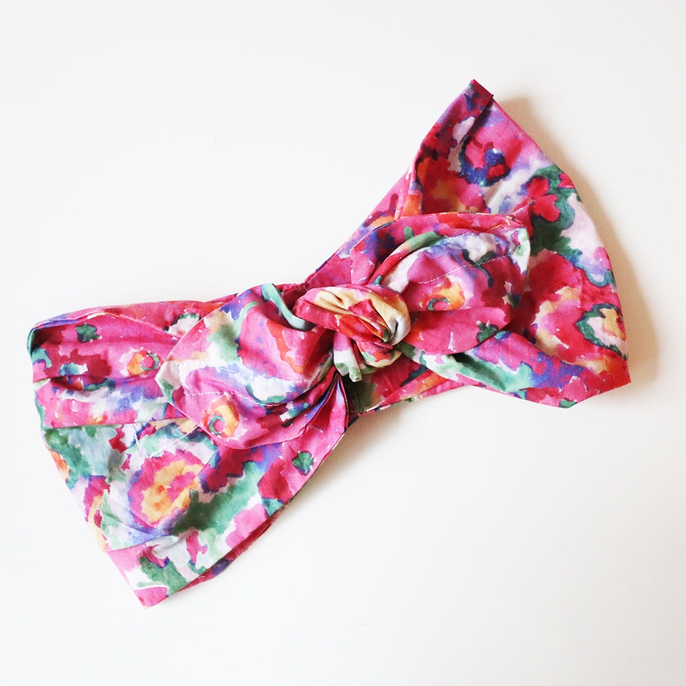 Bandeau Georgette Fleurs Fuschia