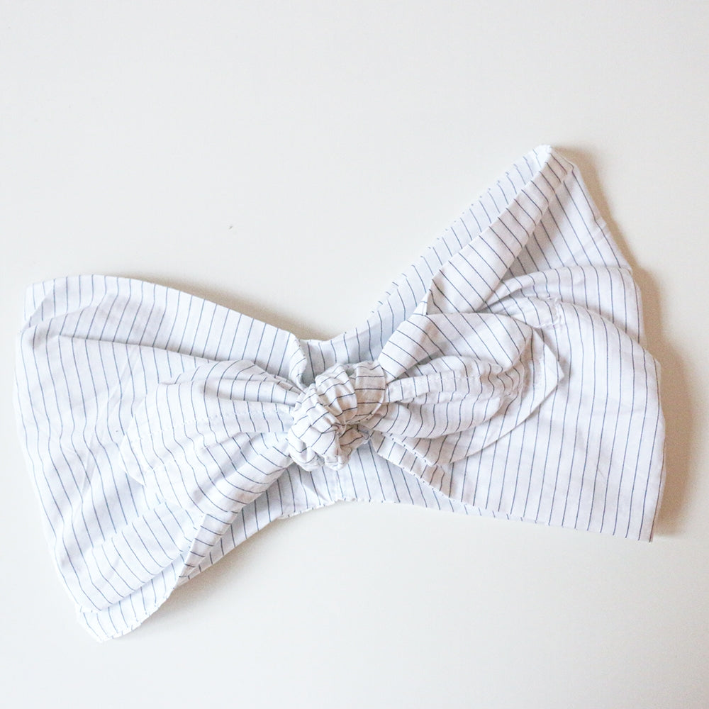 Bandeau Georgette blanc Rayures bleu