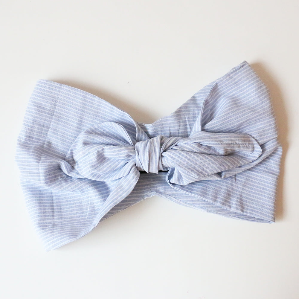 Bandeau Georgette Rayures bleu ciel