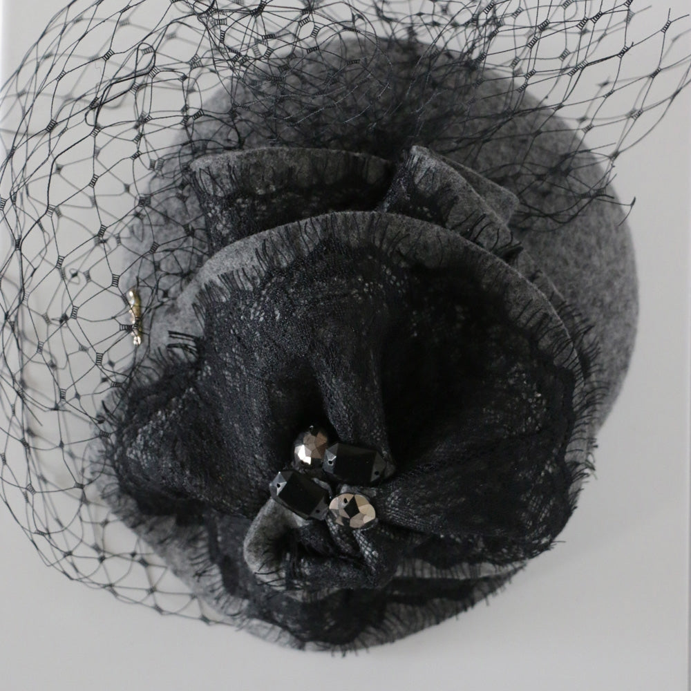 Bibi Kate Feutre Gris Chiné Voilette