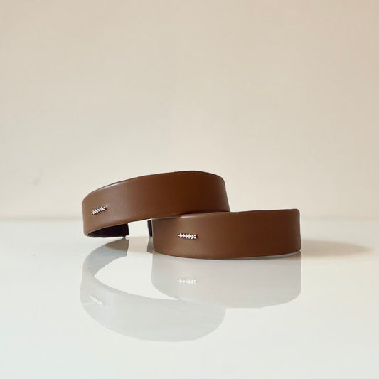 Serre tête Cuir Marron