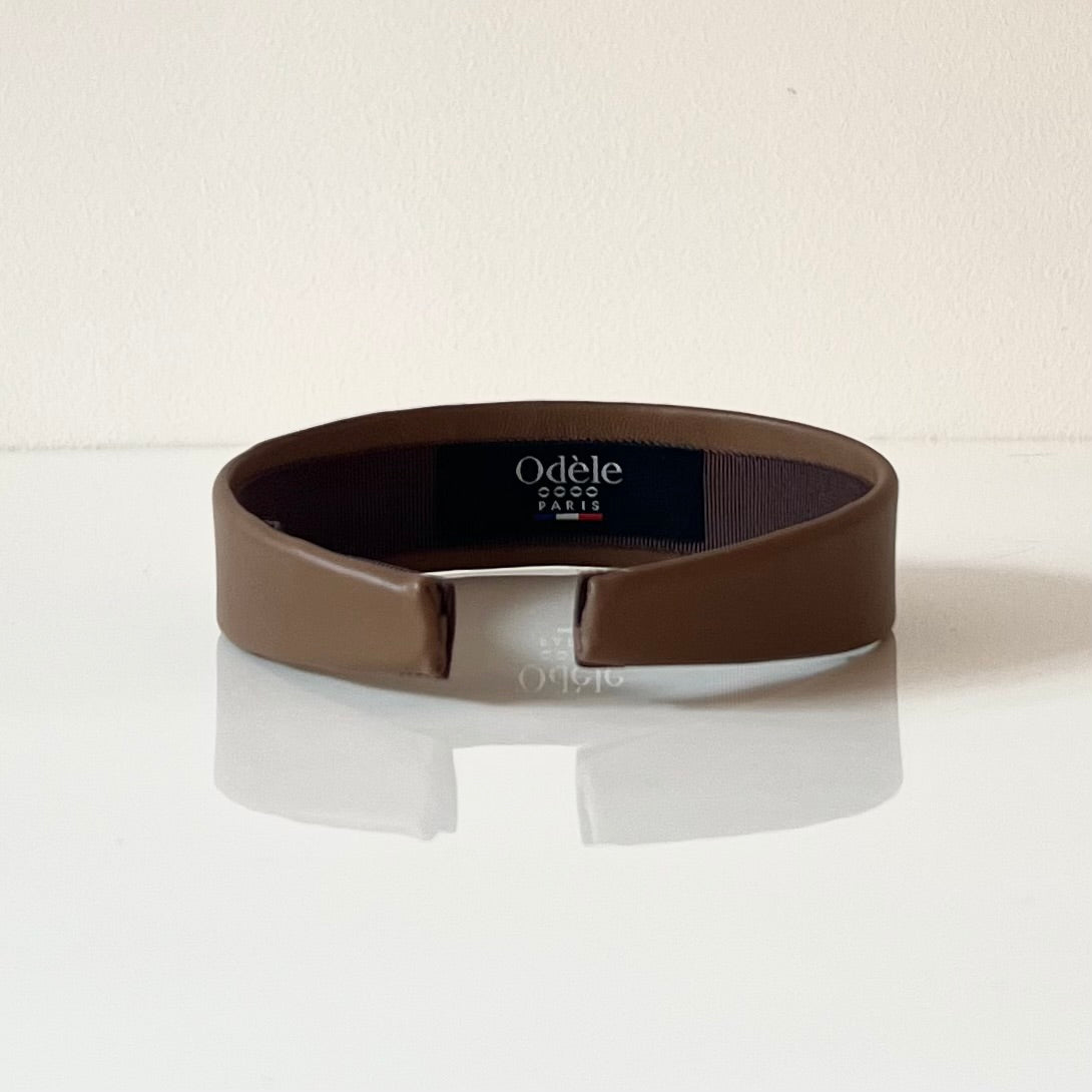 Serre tête Cuir Marron