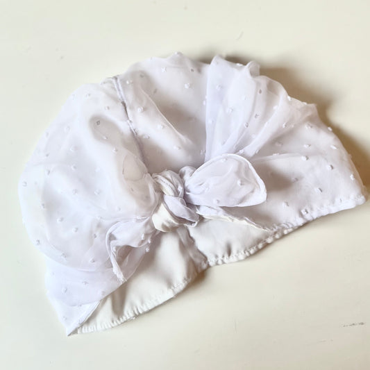Turban Noeud Georgette plumetis blanc