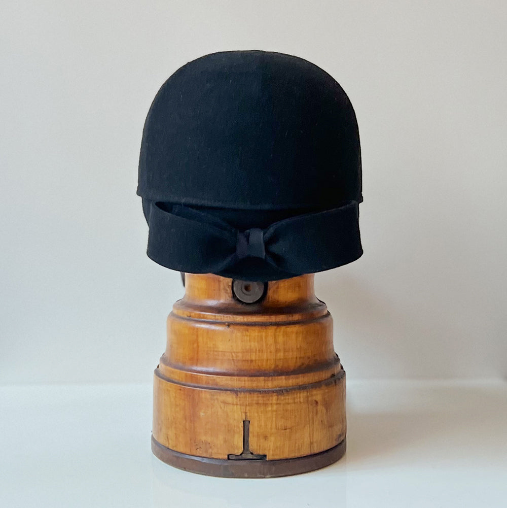 Casquette Babette Longue Noire feutre laine merinos