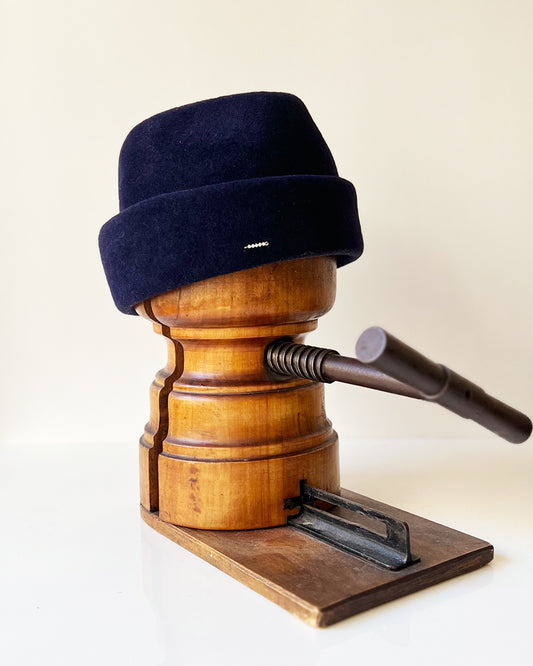 Chapeau Toque Linette feutre lapin Bleu marine
