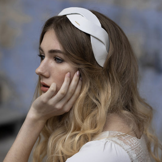 Headband Grace Cuir Blanc - La Mariée